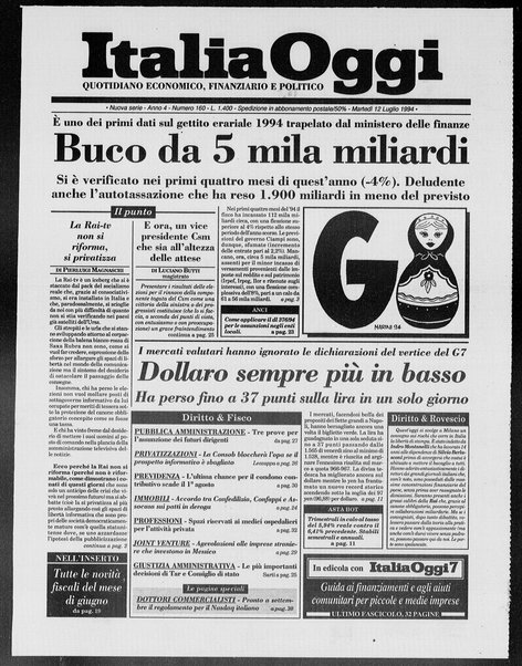 Italia oggi : quotidiano di economia finanza e politica